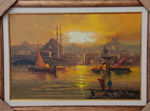 Eminönü'nde Gün Batımı Yağlı Boya Tablo resmi