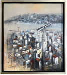 Kuş Bakışı Galata Kulesi ve Yarımada Yağlı Boya Tablo resmi