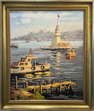 Kız Kulesi ve Vapurlar Yağlı Boya Tablo resmi