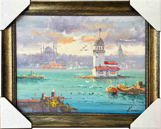 Kız Kulesi ve Boğaz Manzarası Yağlı Tablo resmi