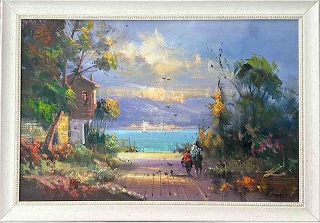 Eski İstanbul Sokağı Yağlı Boya Tablo resmi