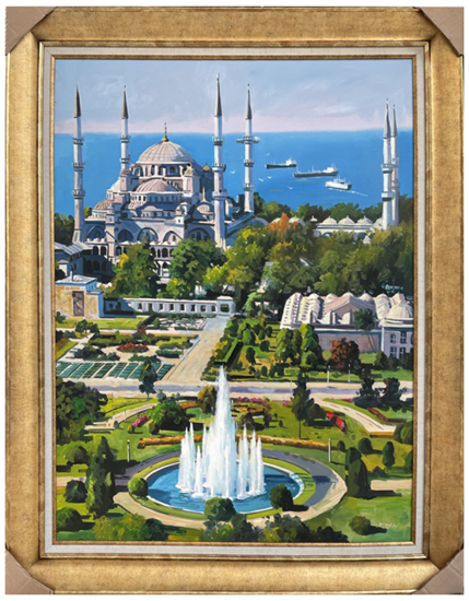 İstanbul Sultan Ahmet Camii Şerif Yağlı Boya Tablo resmi