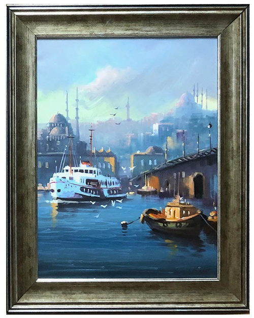 İstanbul Eminönü ve Vapur Yağlı Boya Tablo resmi