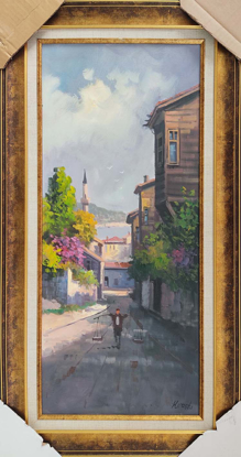 Tarihi Balat Sokakları'nda Yoğurtçu Yağlı Boya Tablo resmi