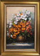 Vazoda Çiçekler Yağlı Boya Tablo resmi