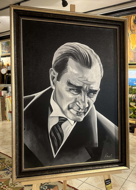 Siyah Beyaz Atatürk Portesi Yağlı Boya Tablo resmi