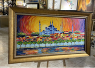 Renklerle Sultanahmet Camii Yağlı Boya Tablo resmi