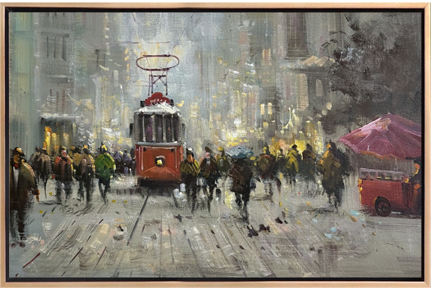 İsiklal Caddesinde Bir Gün Yağlı Boya Tablo resmi