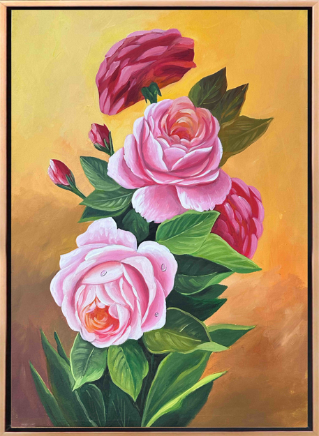 Pembe Güller Yağlı Boya Tablo resmi