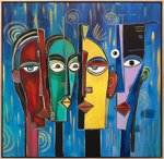 Renkli Hayatlar Yağlı Boya Tablo resmi