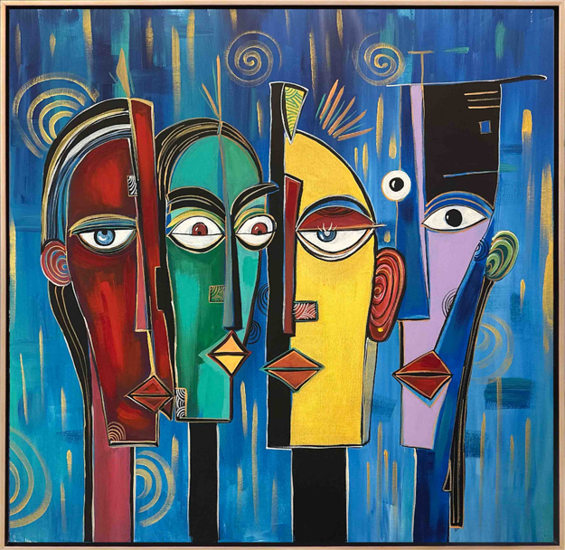 Renkli Hayatlar Yağlı Boya Tablo resmi