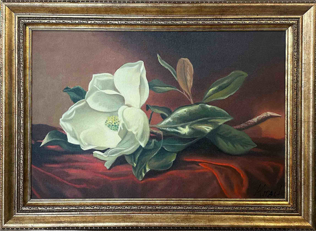 Beyaz Manolya Yağlı Boya Tablo resmi