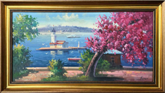 Kız Kulesi ve Eminönü Yağlı Boya Tablo resmi