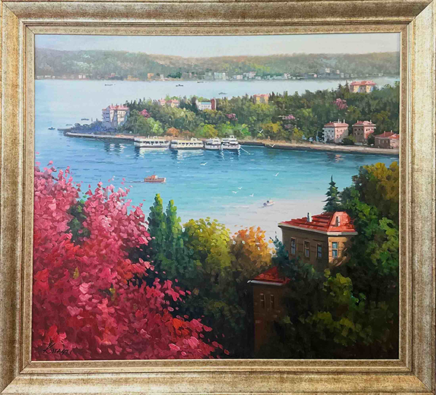 İstanbul Boğaz Manzaralı Yalılar Yağlı Boya Tablo resmi
