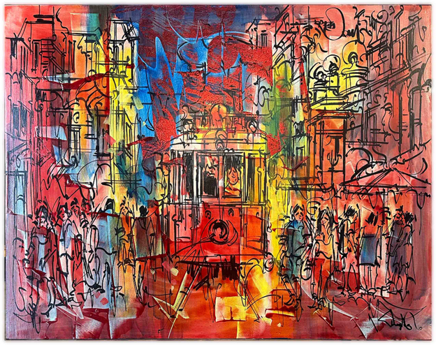 İstiklal Caddesi Yağlı Boya Tablosu resmi