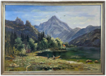 Dağlar ve Göl Yağlı Boya Tablo resmi