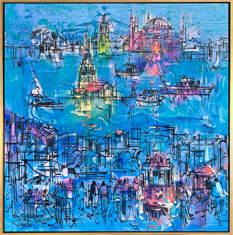 Kız Kulesi ve İstanbul Yağlı Boya Tablo resmi